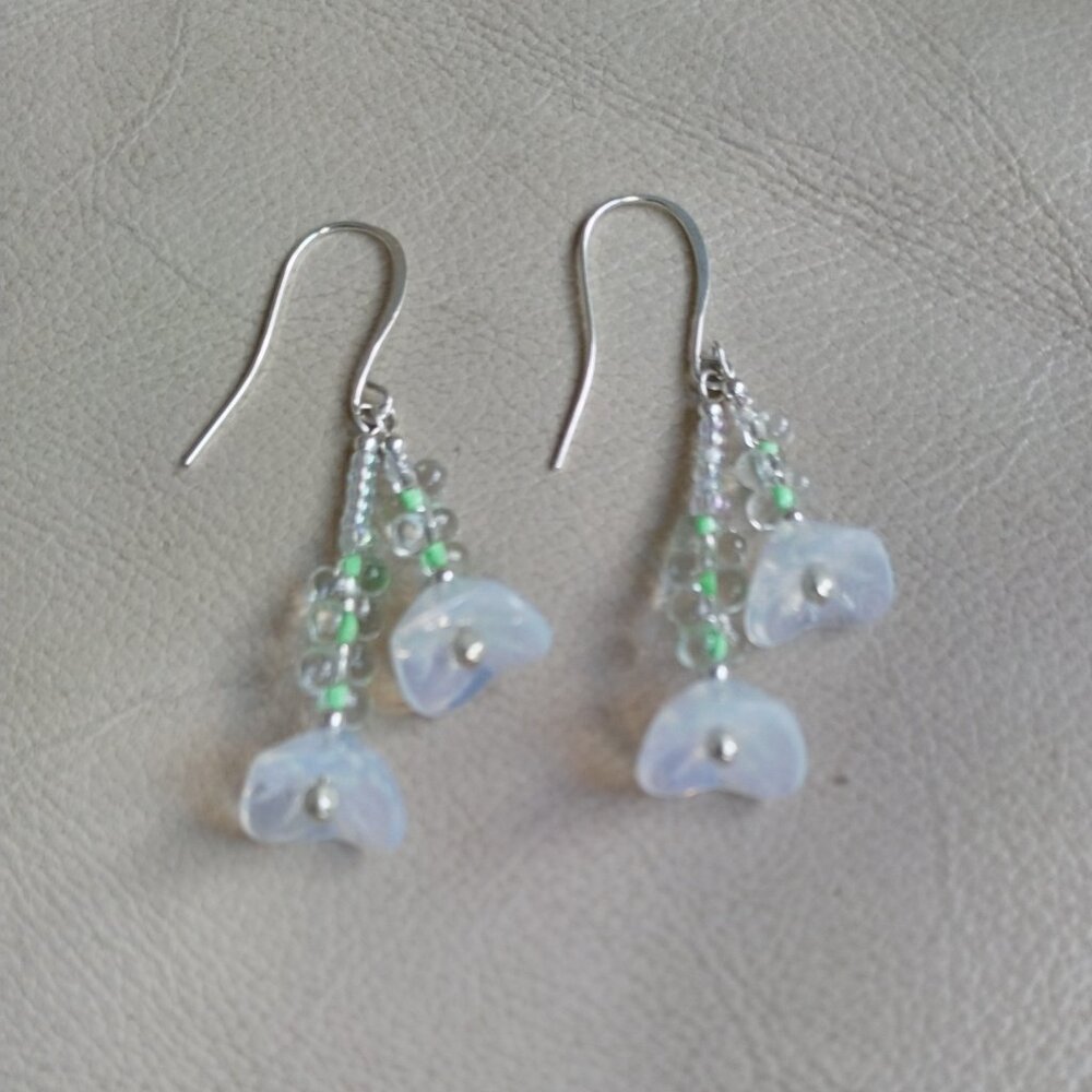 Floral Glass Bead Drop Earrings for Summer